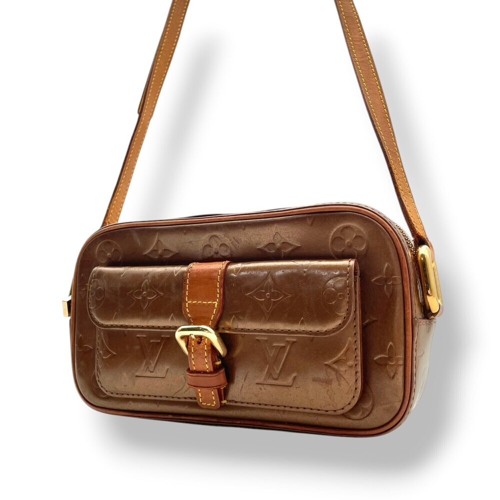LOUIS VUITTON Monogram Vernis Christie MM Shoulder Bag, Patent Leather, Bronz...